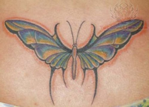 Color Tribal Butterfly Tattoo